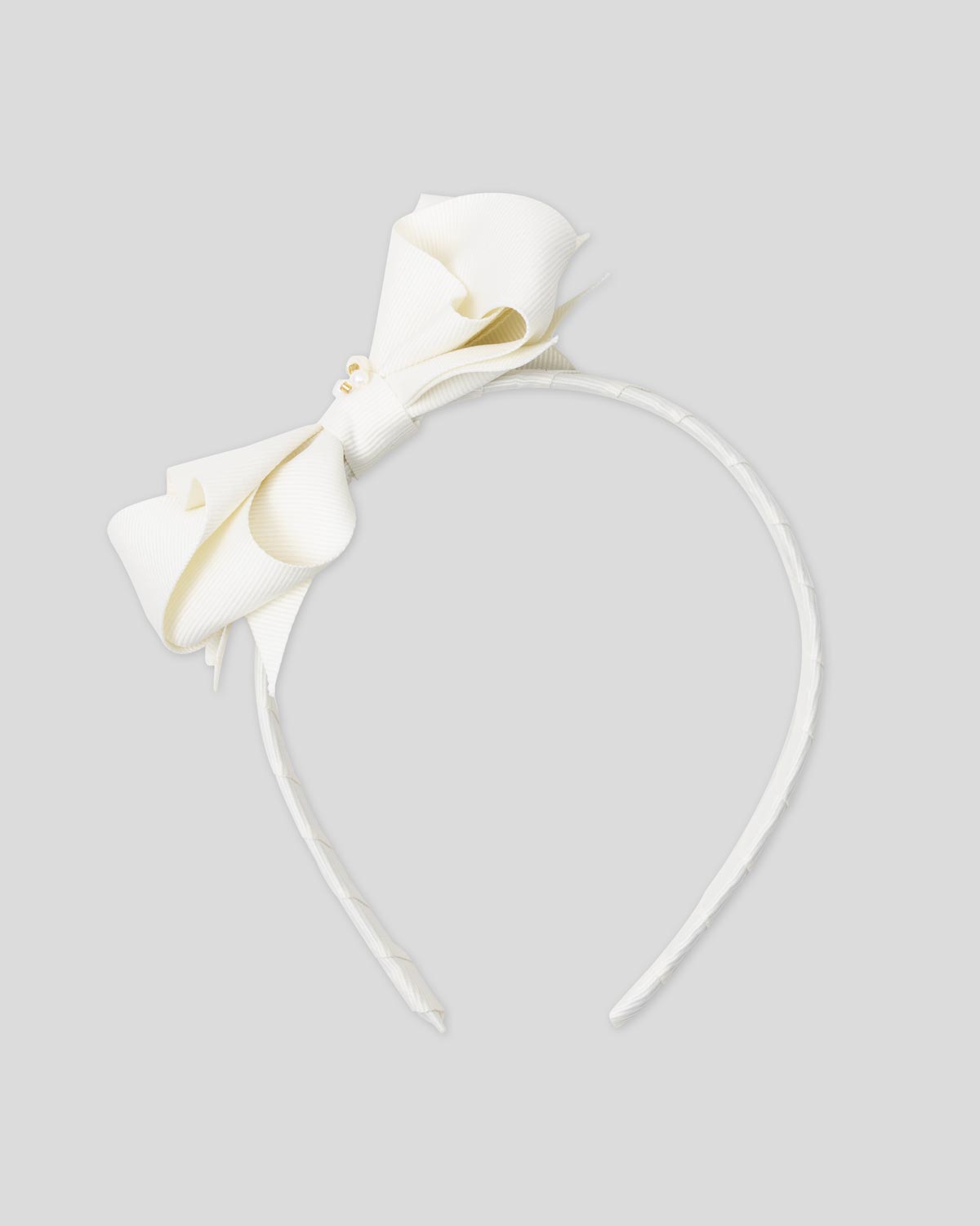 Cream headband with bow for girl