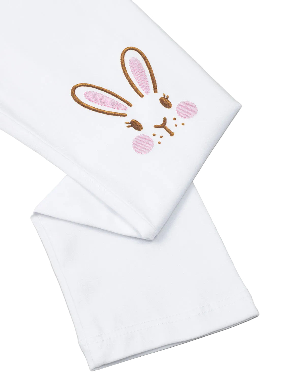 Pink blouse set with striped sleeveless tank and white bunny leggings for baby girl