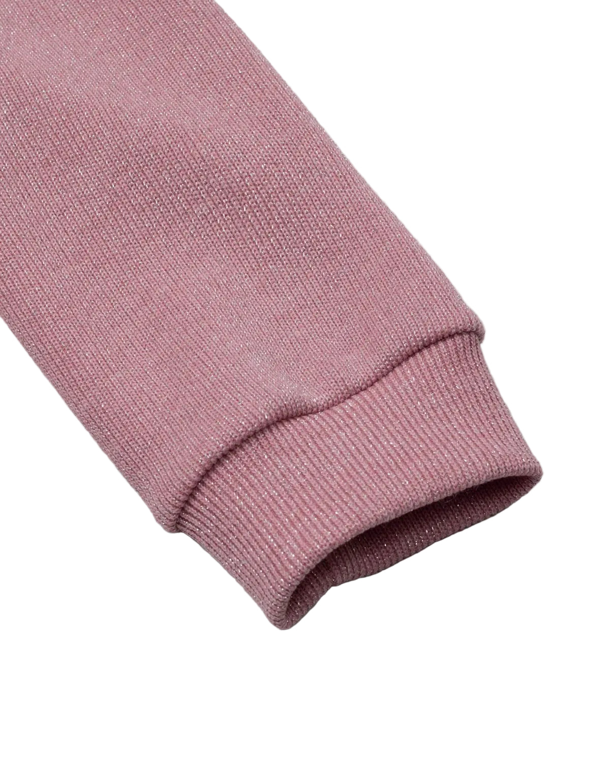 Rose pink cardigan with ruffle and shimmer
