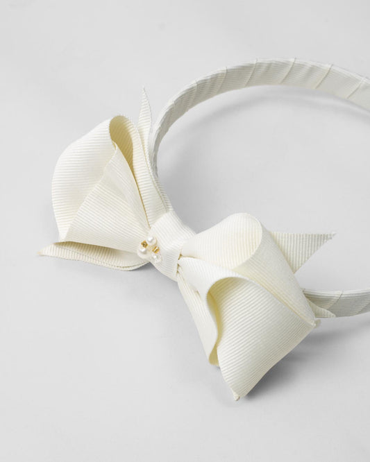 Cream headband with bow for girl