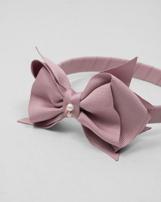 Pink headband with bow for girl